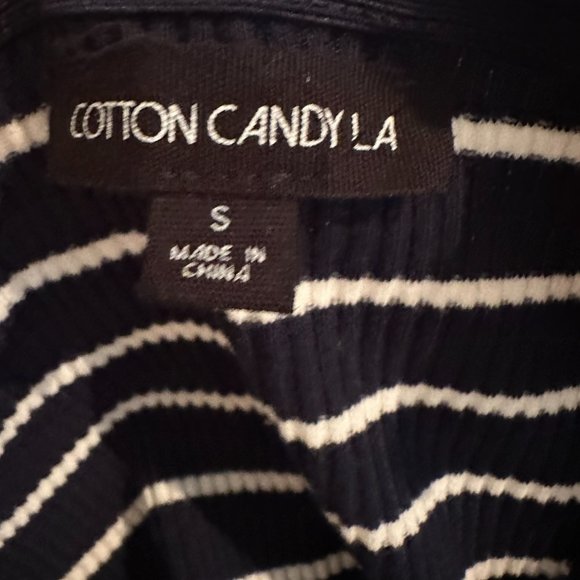 Navy and White Stripped Mini Dress - Picture 3 of 3